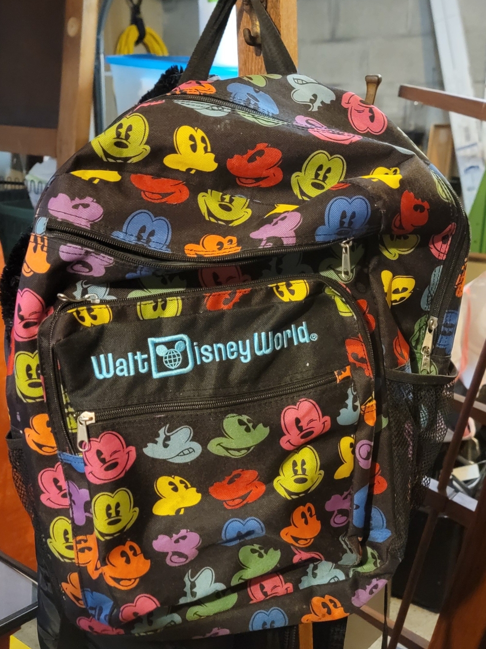 Disney Black Backpack with Multicolor Mickey Heads